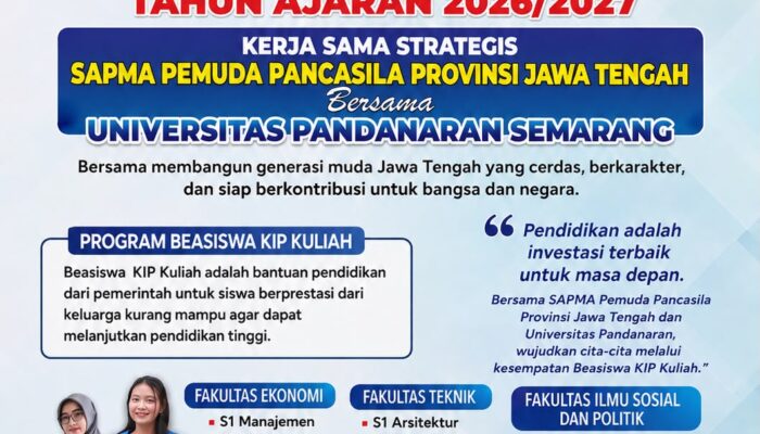 SAPMA Pemuda Pancasila Jateng Gandeng Universitas Pandanaran Semarang, Buka Kesempatan Beasiswa KIP Kuliah bagi Generasi Muda Indonesia
